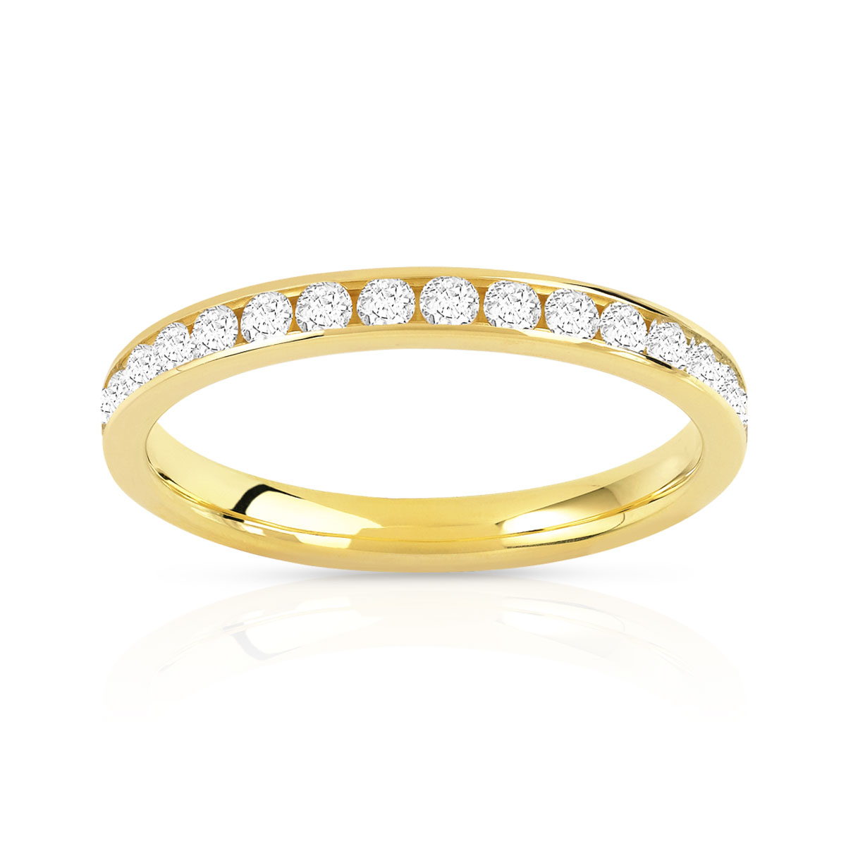 Alliance or 750 jaune diamant synthétiques 0.75 ct