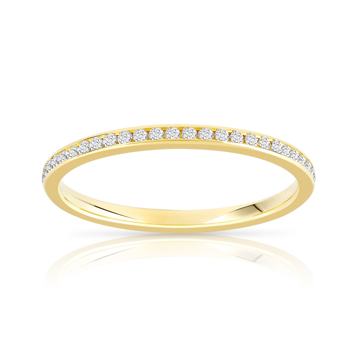 Alliance demi-tour or 750 jaune diamants synthétiques 0.15 ct.