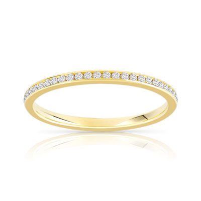 Alliance demi-tour or 750 jaune diamants synthétiques 0.15 ct.