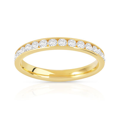 Alliance or 750 jaune diamant synthétiques 1 ct