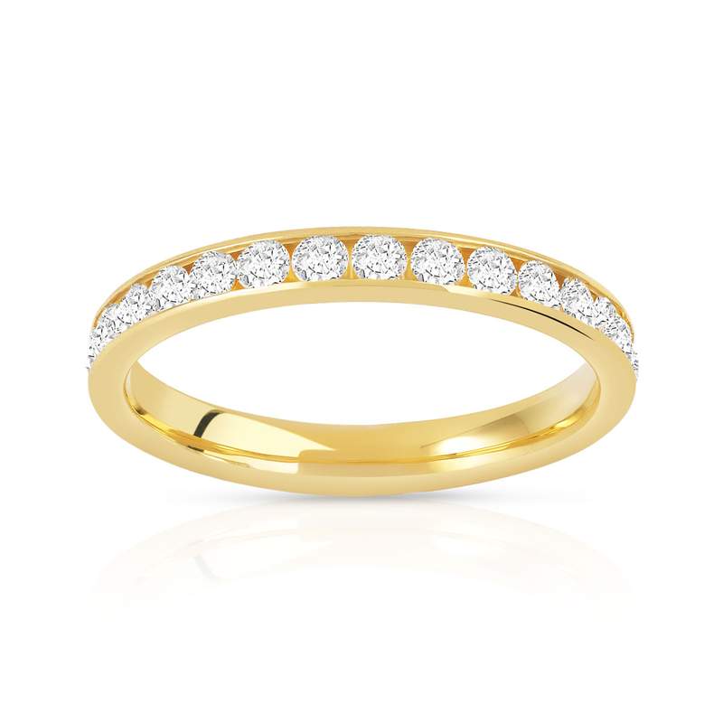 Alliance or 750 jaune diamant synthétiques 1 ct - vue 1