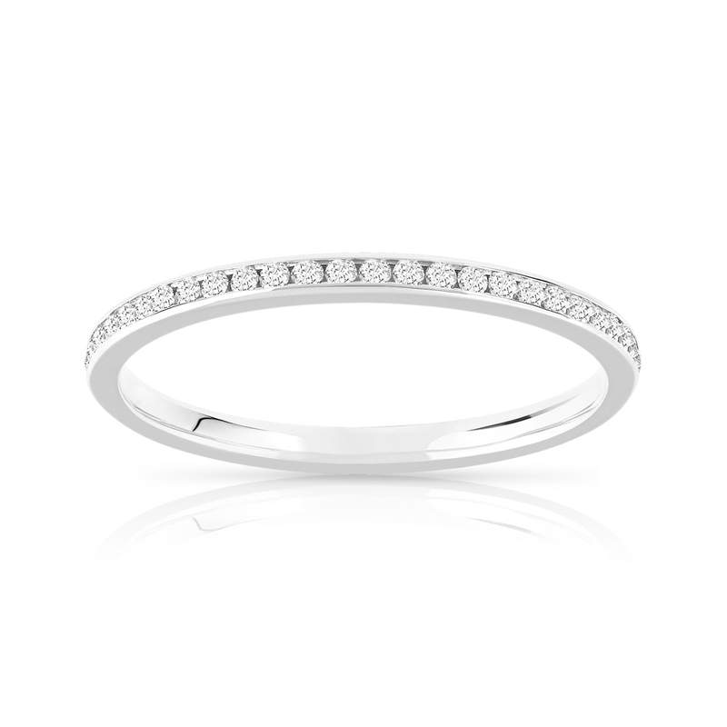 Alliance or 750 blanc demi-tour diamants synthétiques 0,15 carat - vue 1