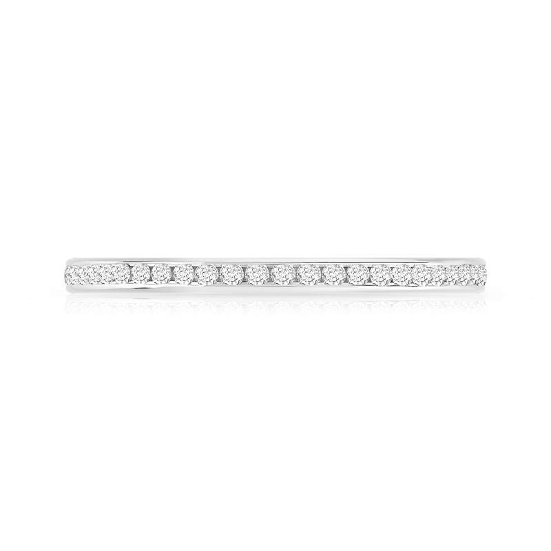 Alliance or 750 blanc demi-tour diamants synthétiques 0,15 carat - vue 3
