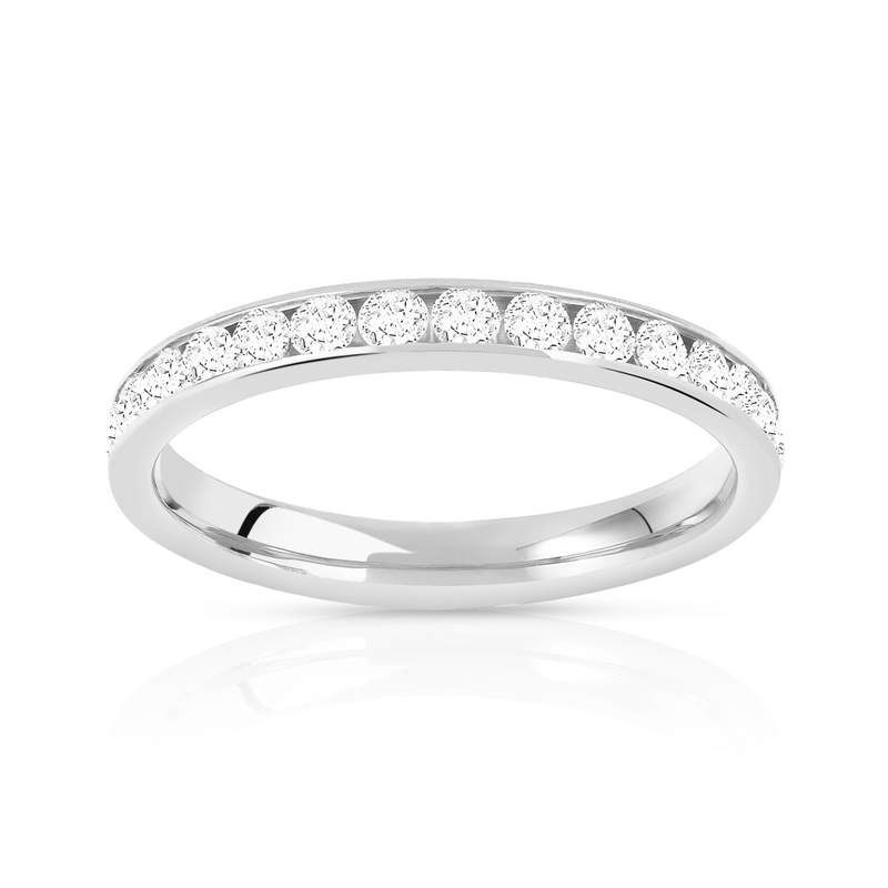 Alliance or 750 blanc diamants synthétiques 1 ct 2.7 mm - vue 1