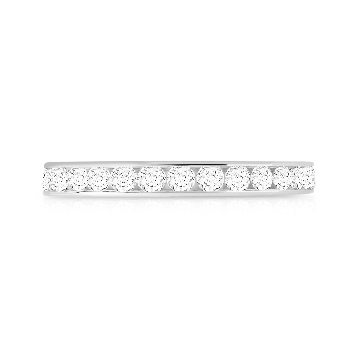 750 white gold ring with 1 ct synthetic diamonds, 2.7 mm - view 3