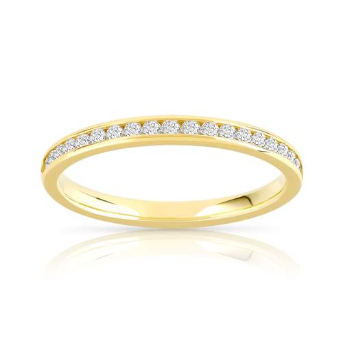 Alliance demi-tour or 750 jaune diamants synthétiques 0.25 ct.