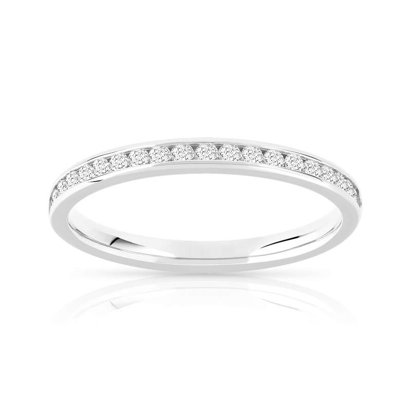 Alliance demi-tour or 750 blanc diamants synthétiques 0.25 ct. - vue 1