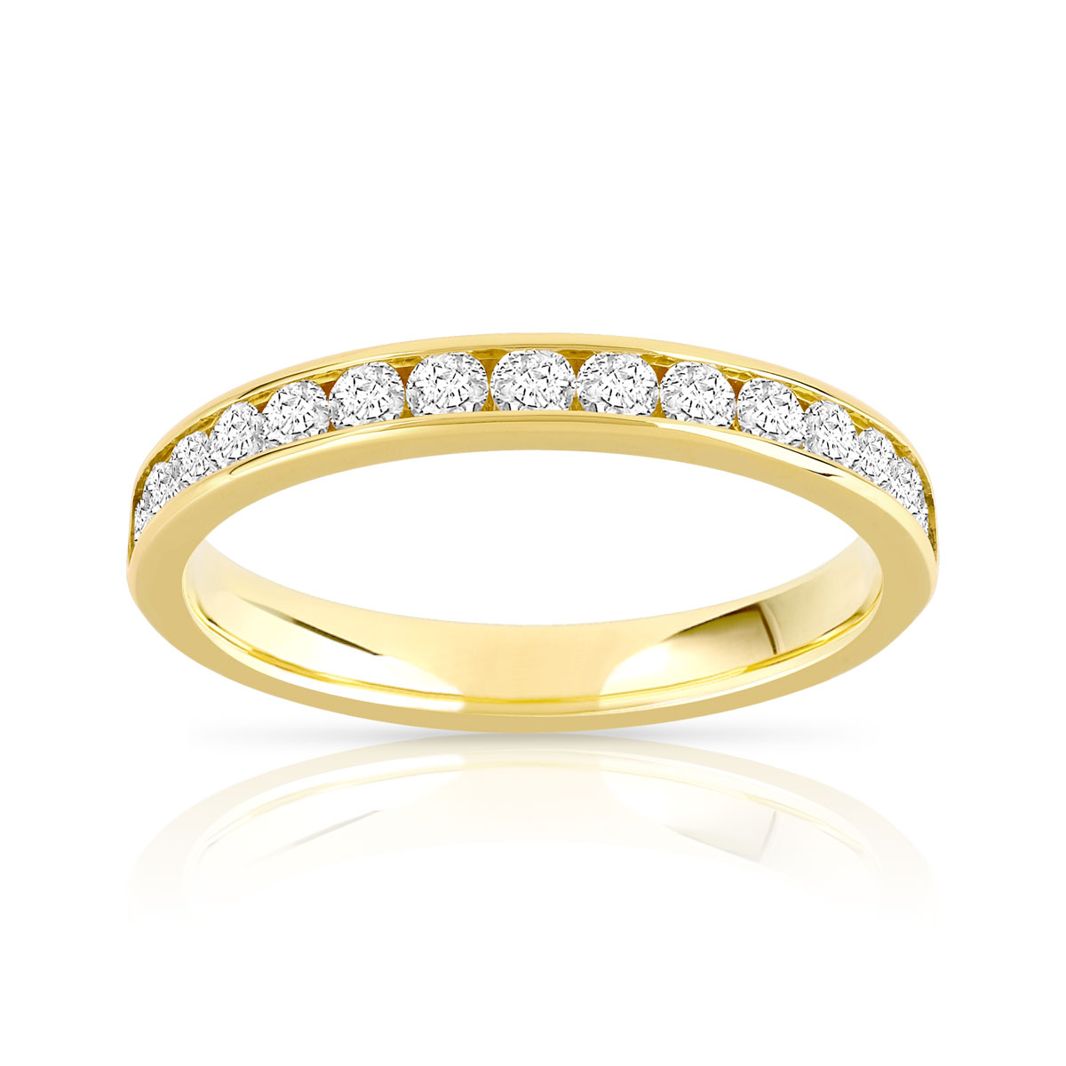 Alliance demi-T or 750 jaune diamants synthétiques 0.50 carat