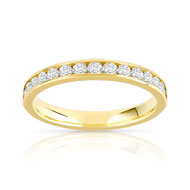 Alliance demi-tour or 750 jaune diamants synthétiques 0.50 ct.