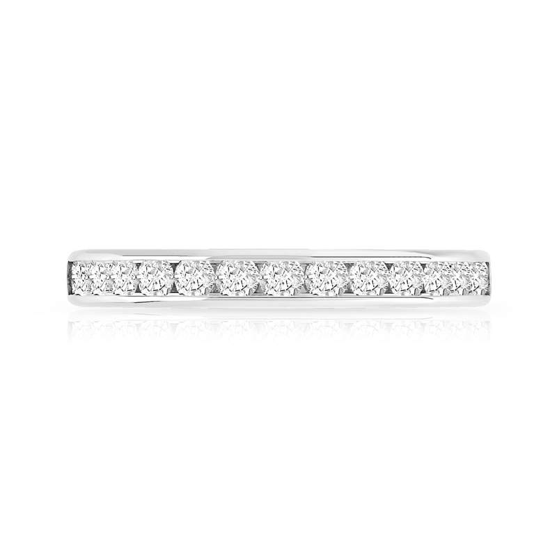 750 white gold half-round wedding band with 0.50 ct. synthetic diamonds - view 3