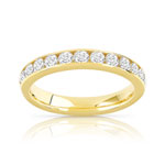 Alliance demi-tour or 750 jaune diamants synthétiques 0.75 ct. - vue 1