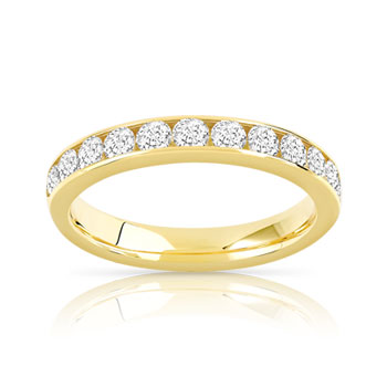 Alliance demi-tour or 750 jaune diamants synthétiques 0.75 ct.