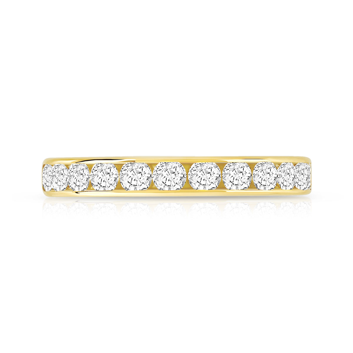 Alliance demi-tour or 750 jaune diamants synthétiques 0.75 ct. - vue 3