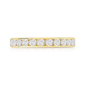 Alliance demi-tour or 750 jaune diamants synthétiques 0.75 ct.