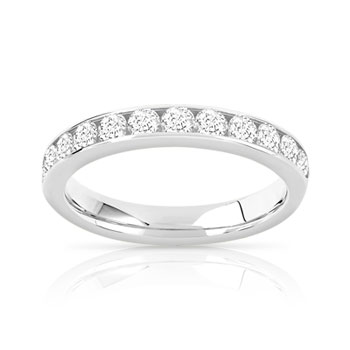 Alliance demi-tour or 750 blanc diamants synthétiques 0.75 ct.