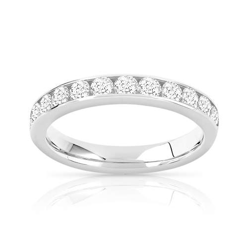 Alliance demi-tour or 750 blanc diamants synthétiques 0.75 ct.