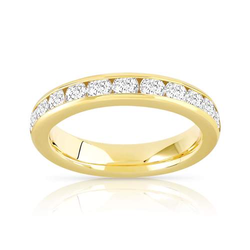 Alliance demi-tour or 750 jaune diamants synthétiques 1 ct.