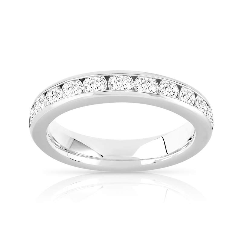 Alliance demi-tour or 750 blanc diamant - vue 1