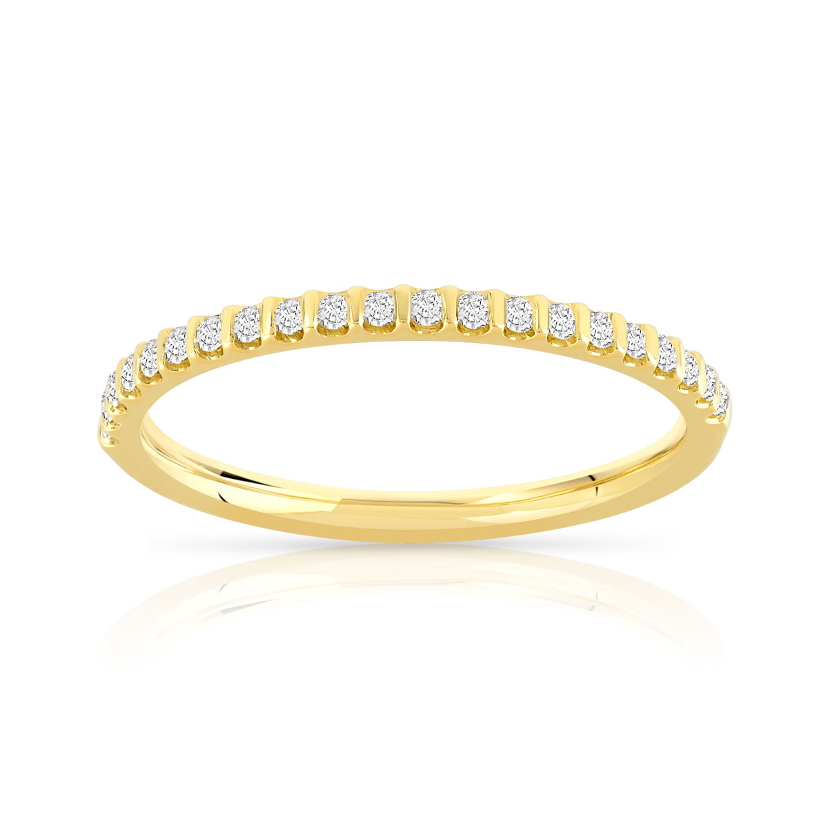 Alliance demi-tour or 750 jaune diamants synthétiques 0.15 ct.