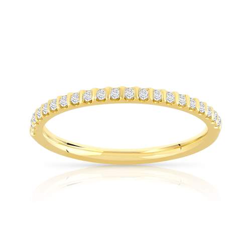 Alliance demi-tour or 750 jaune diamants synthétiques 0.15 ct.