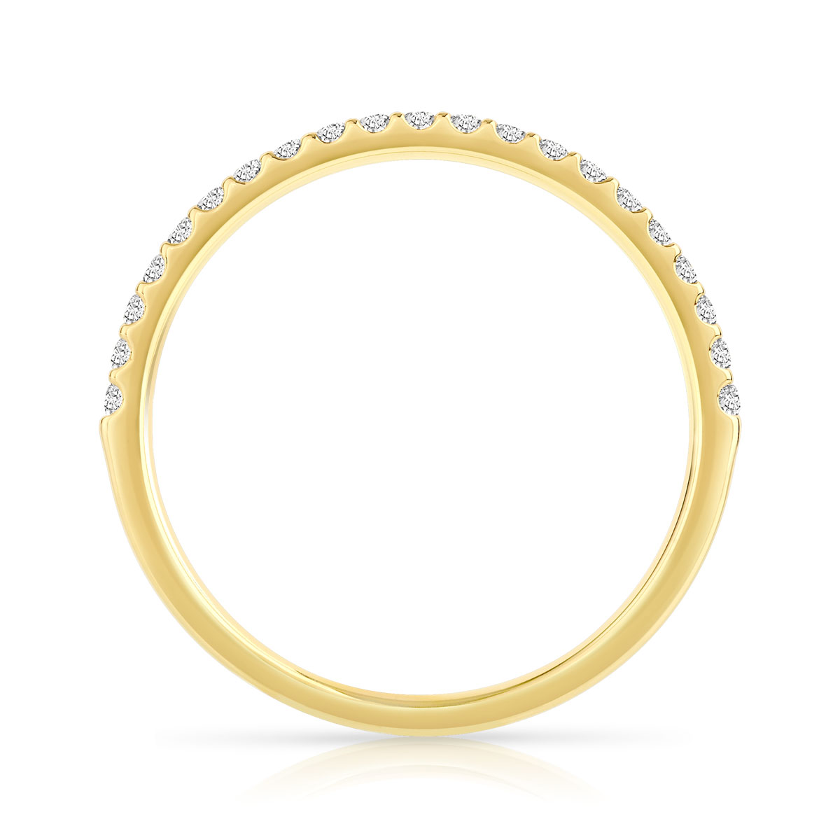Alliance demi-T or 750 jaune diamants synthétiques 0.15 carat - vue 2