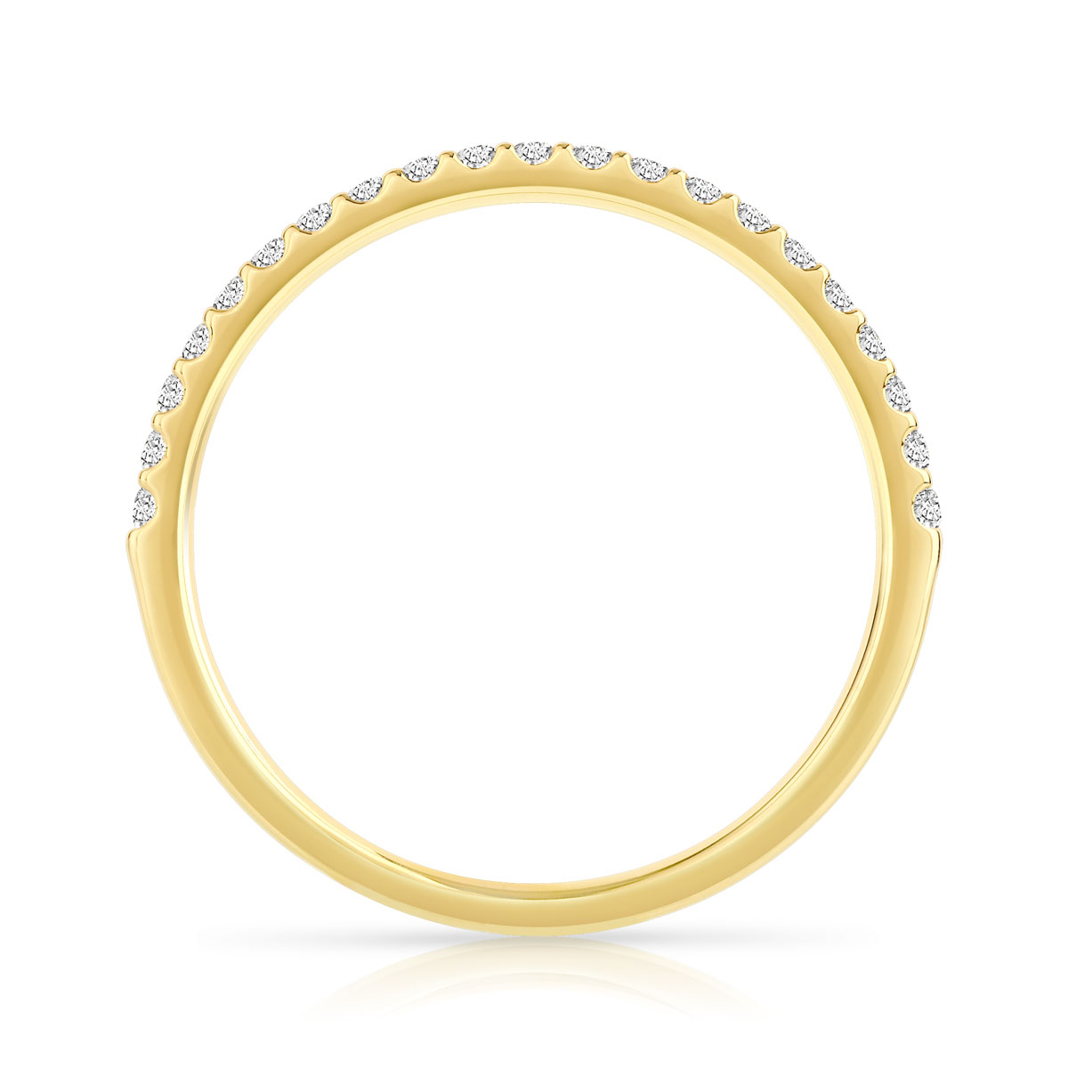 Alliance demi-tour or 750 jaune diamants synthétiques 0.15 ct. - vue 2