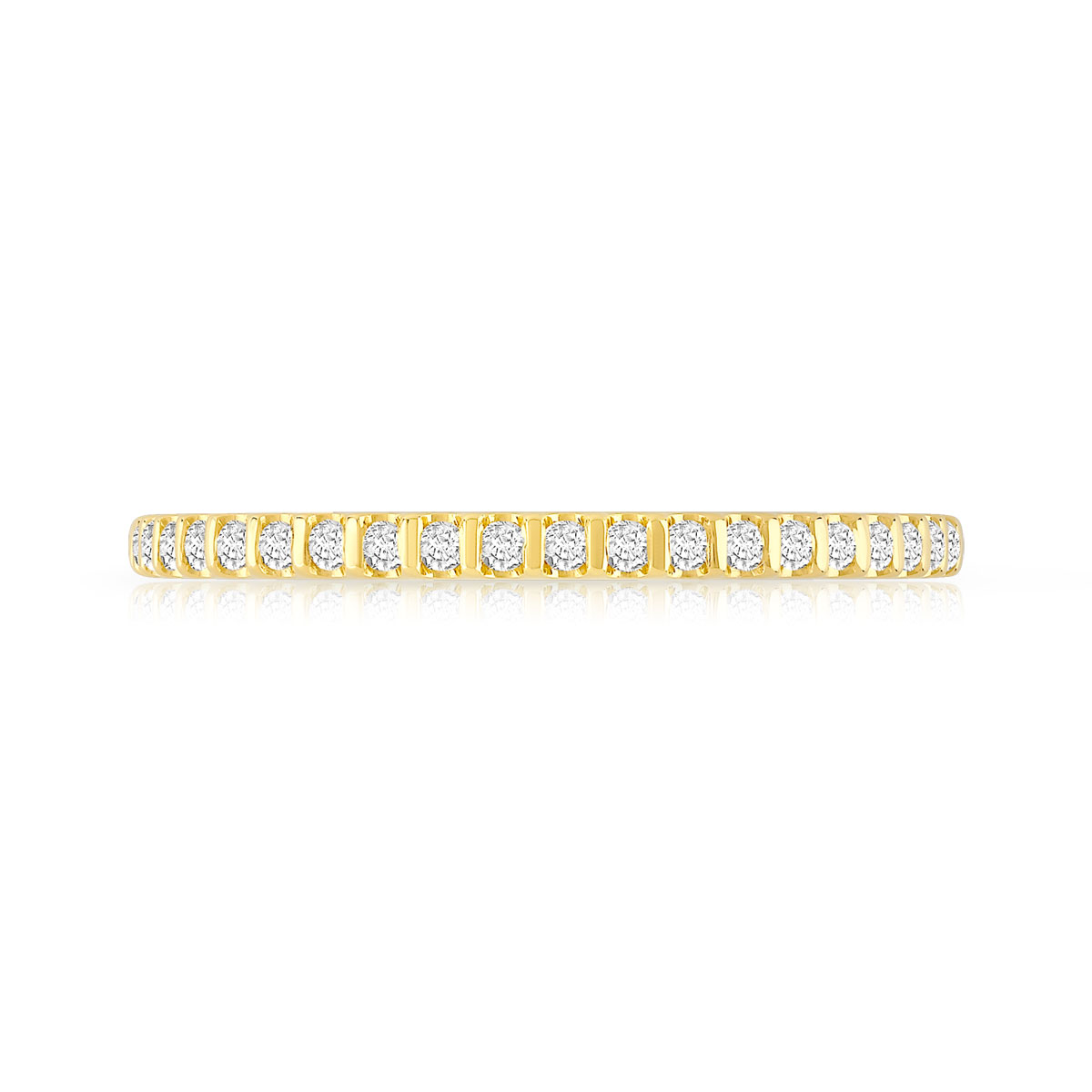 Alliance demi-T or 750 jaune diamants synthétiques 0.15 carat - vue 3