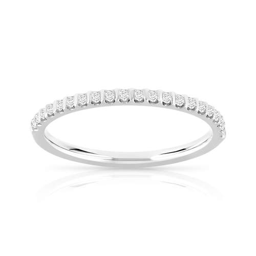 Alliance or 750 blanc demi-tour diamants synthétiques 0,15 carat