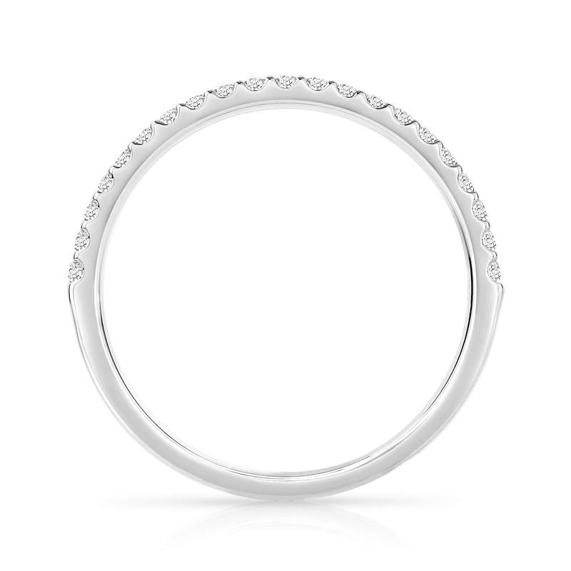 Alliance or 750 blanc demi-tour diamants synthétiques 0,15 carat - vue 2