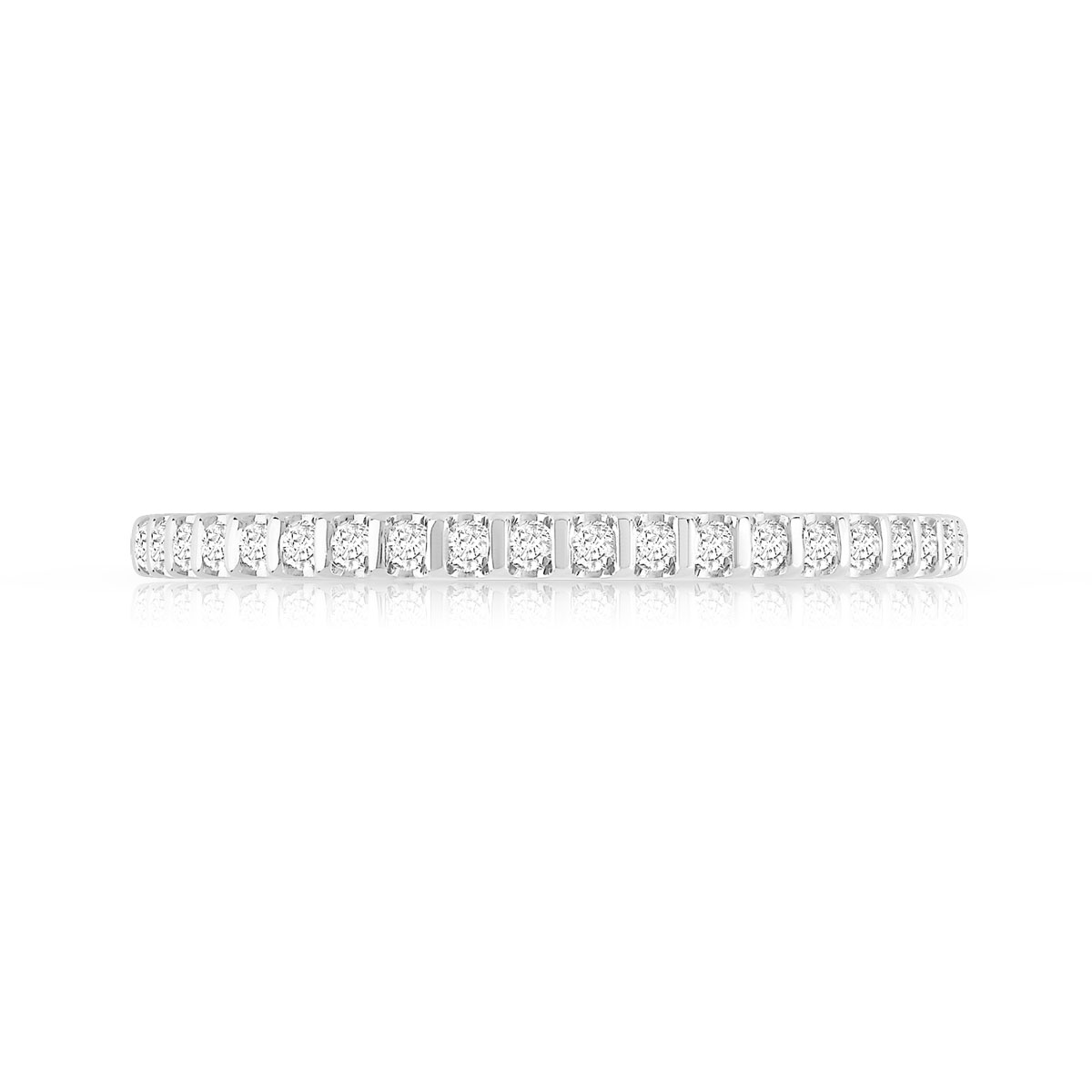 Alliance or 750 blanc demi-tour diamants synthétiques 0,15 carat - vue 3