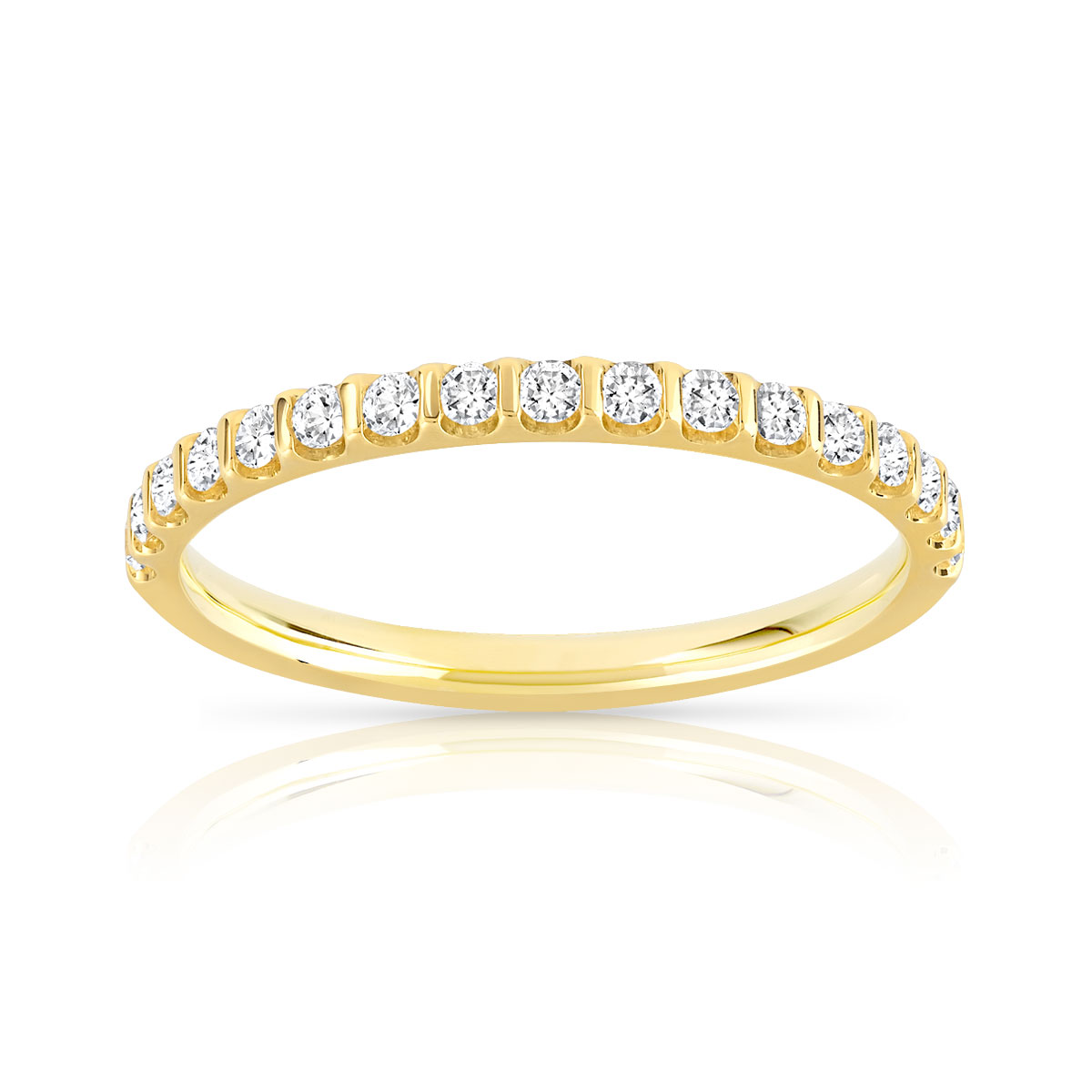 Alliance demi-tour or 750 jaune diamants synthétiques 0.25 ct.