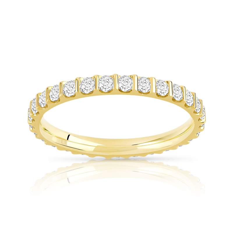 Alliance or 750 jaune diamants synthétiques 0.75 carat - vue 1