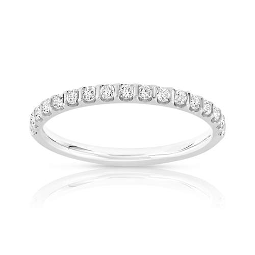 Alliance demi-tour or 750 blanc diamants synthétiques 0.25 ct.