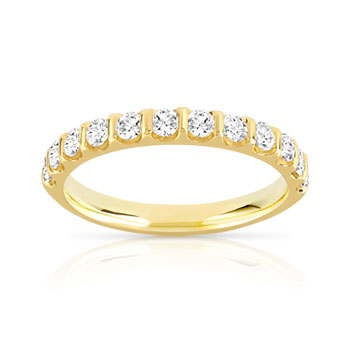 Alliance demi-tour or 750 jaune diamants synthétiques 0.50 ct.