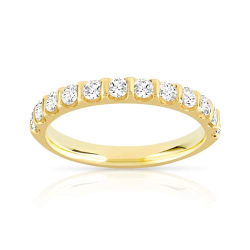 Alliance demi-tour or 750 jaune diamants synthétiques 0.50 ct.