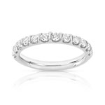 Alliance demi-tour or 750 blanc diamants synthetiques 0.50 ct. - vue 1