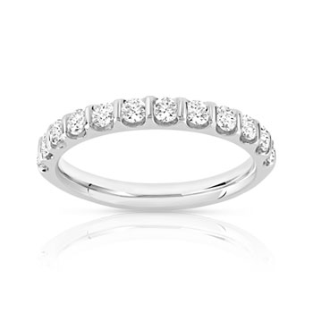 Alliance demi-T or 750 blanc diamant synthetique