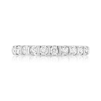 Alliance demi-tour or 750 blanc diamants synthetiques 0.50 ct.