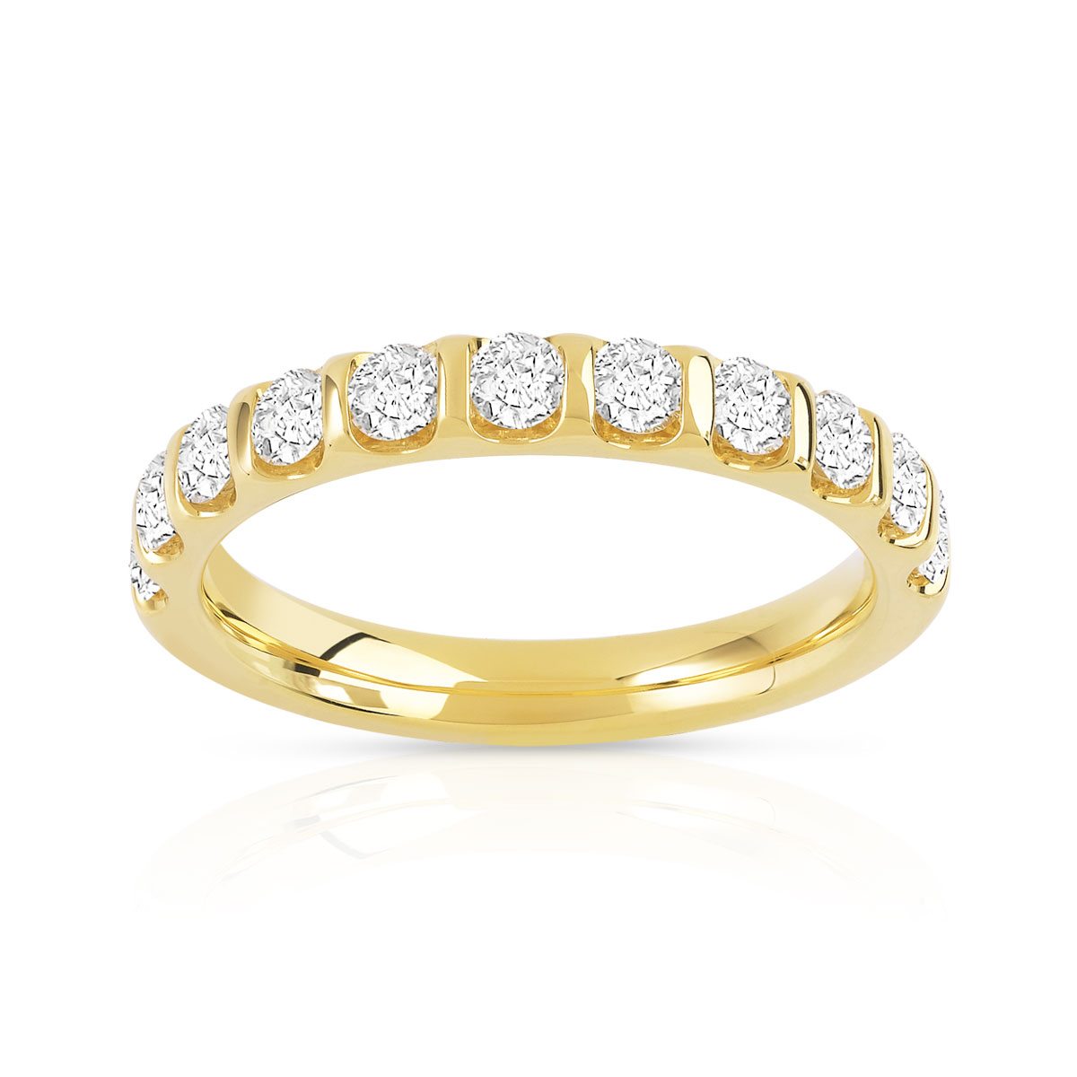 Alliance demi-T or 750 jaune diamants synthétiques  0.75 carat