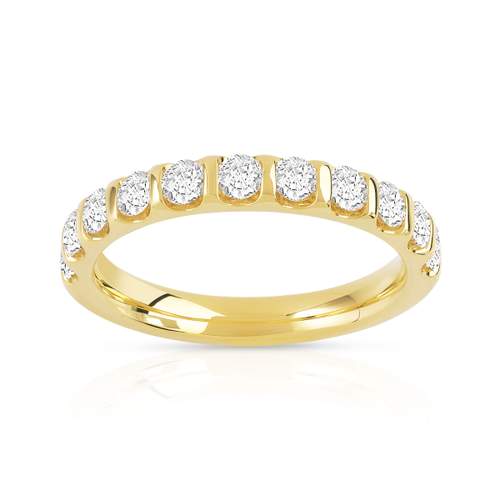 Alliance demi-tour or 750 jaune diamants synthétiques 0.75 ct.