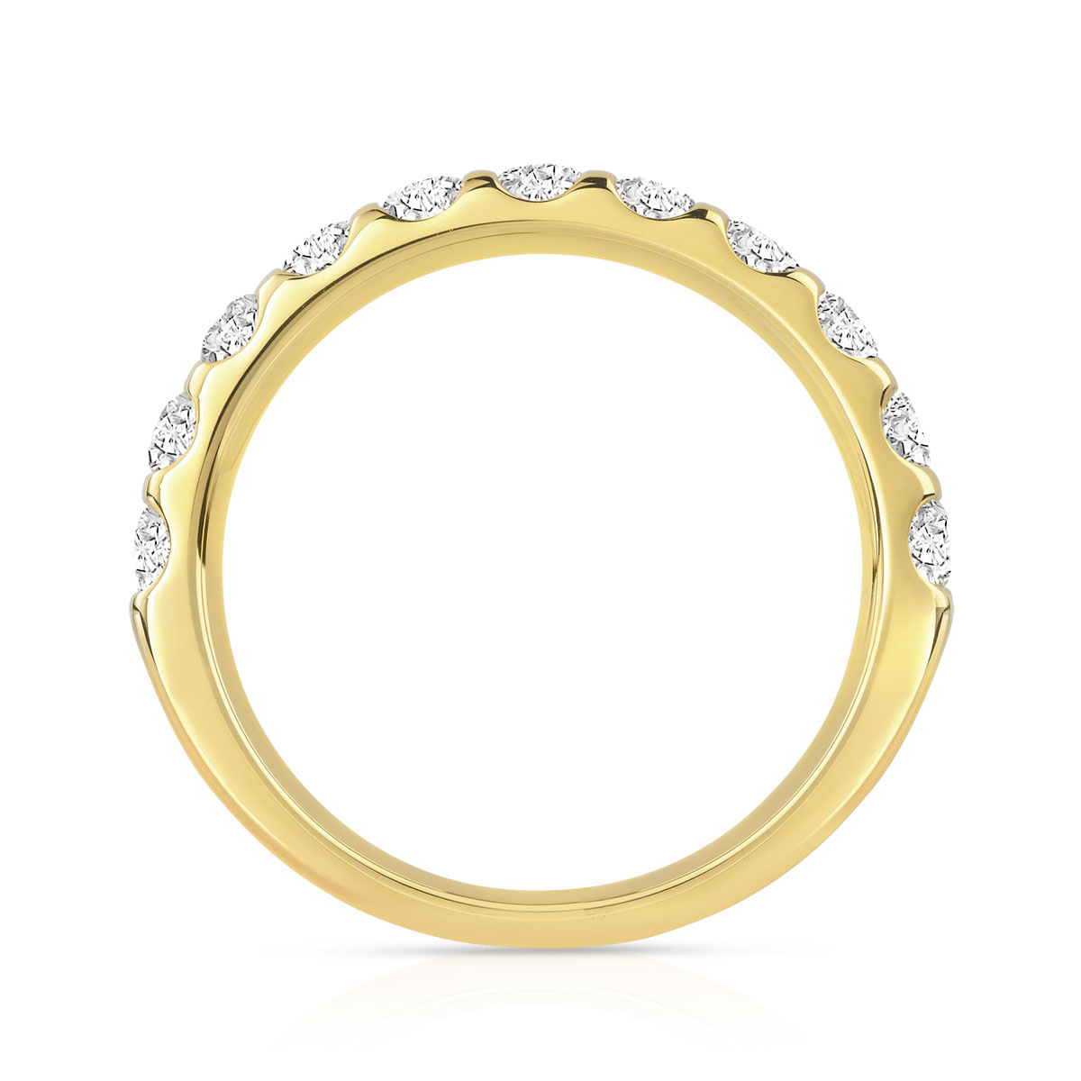 Alliance demi-tour or 750 jaune diamants synthétiques 0.75 ct. - vue 2