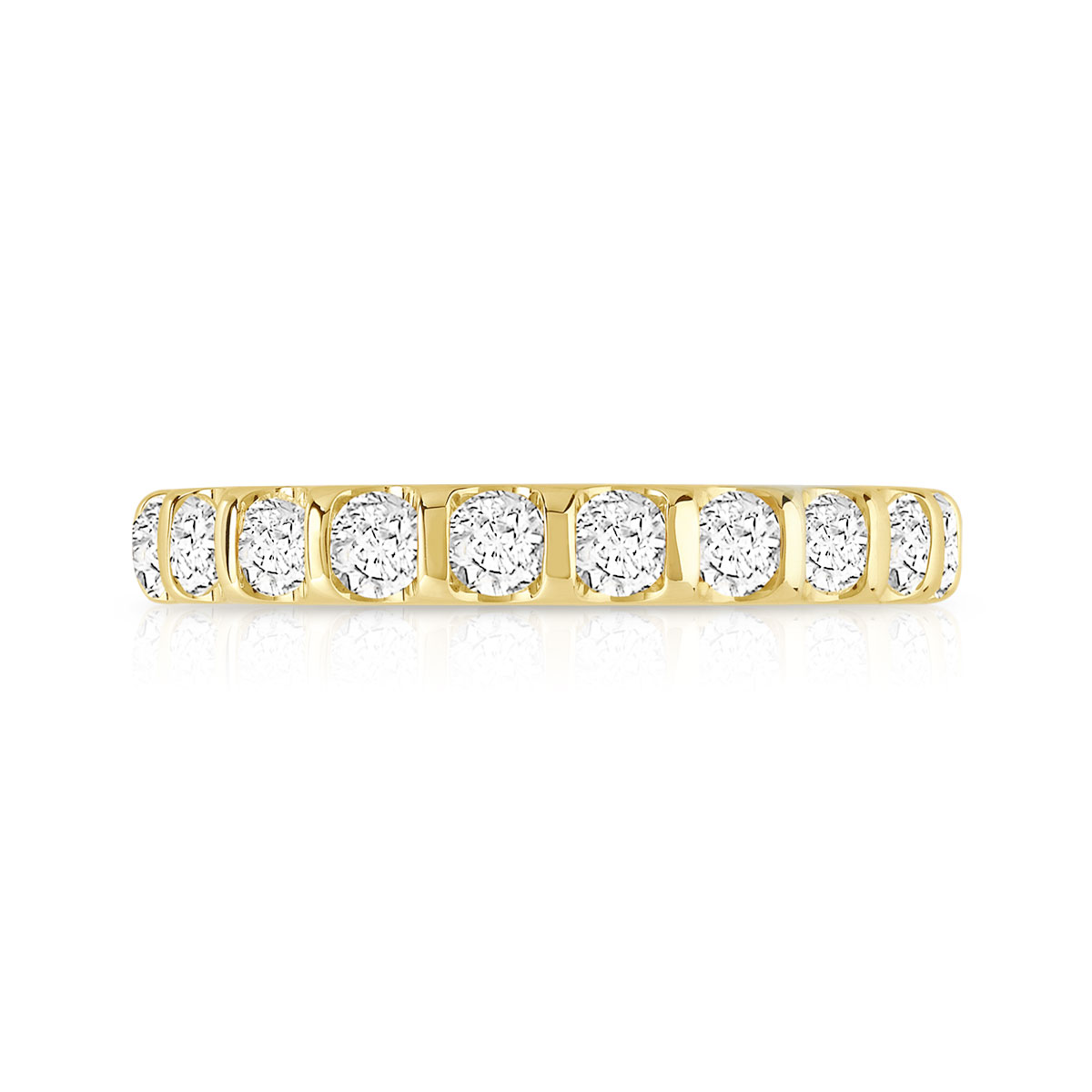 Alliance demi-tour or 750 jaune diamants synthétiques 0.75 ct. - vue 3