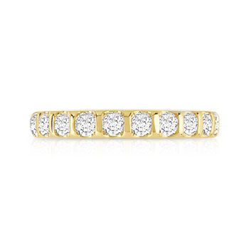 Alliance demi-tour or 750 jaune diamants synthétiques 0.75 ct.