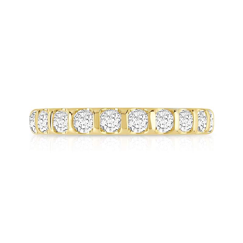Alliance demi-tour or 750 jaune diamants synthétiques 0.75 ct. - vue 3