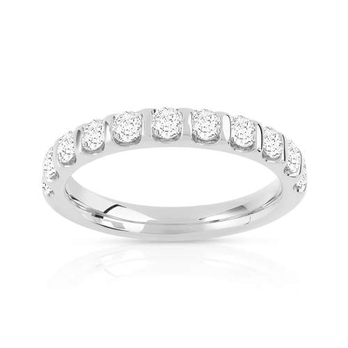 Alliance demi-tour or 750 blanc diamants synthétiques 0.75 ct.
