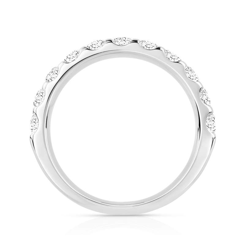 Alliance demi-tour or 750 blanc diamants synthétiques 0.75 ct. - vue 2