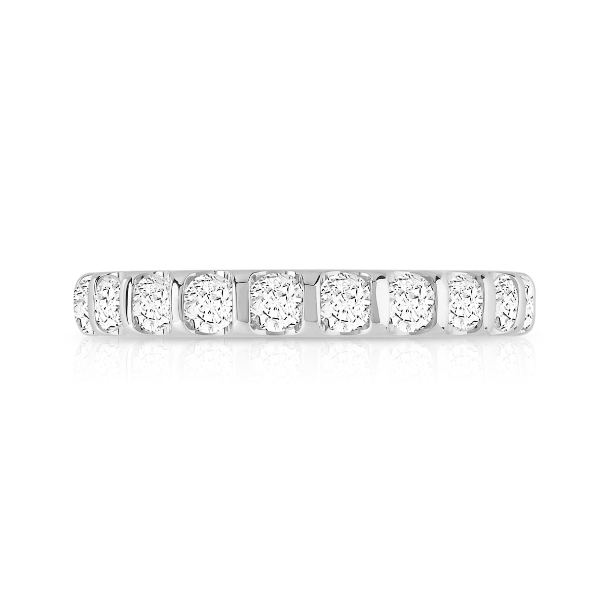 Alliance demi-tour or 750 blanc diamants synthétiques 0.75 ct. - vue 3