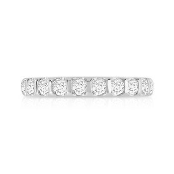 Alliance demi-tour or 750 blanc diamants synthétiques 0.75 ct.