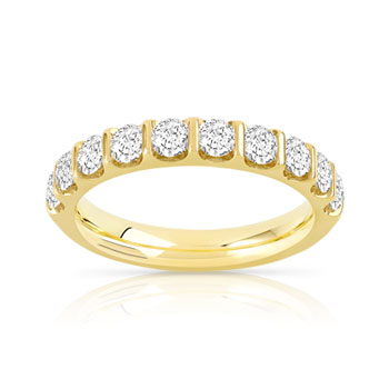 Alliance demi-tour or 750 jaune diamants synthétiques 1 ct.