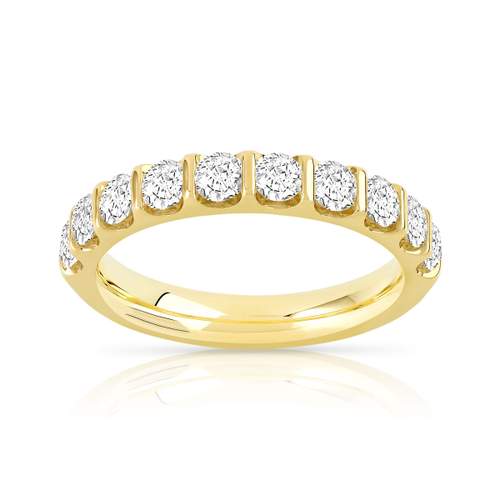 Alliance demi-tour or 750 jaune diamants synthétiques 1 ct.